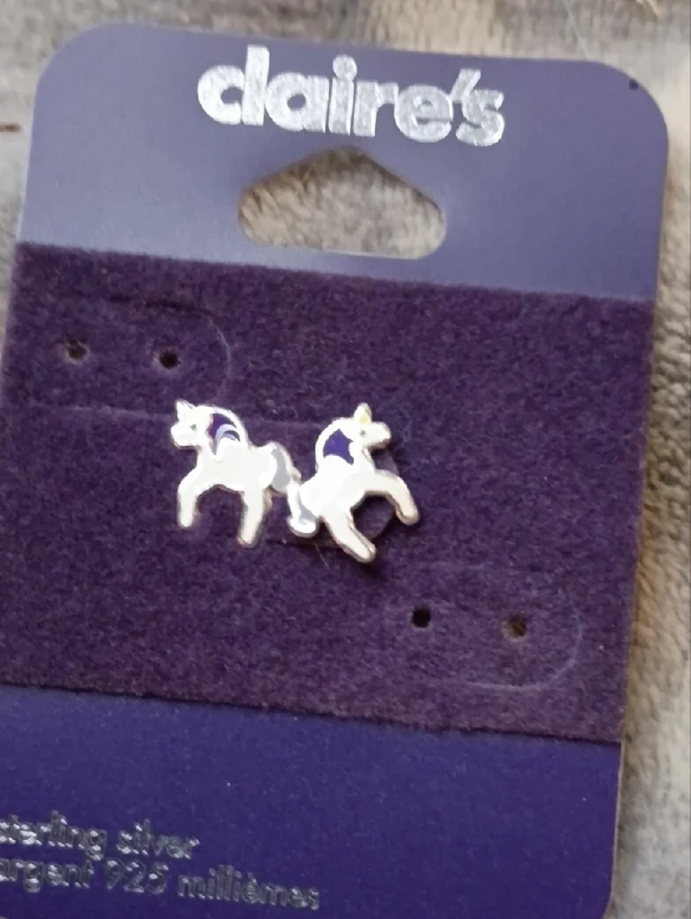 Claire's Purple and White Unicorn Pet Earrings